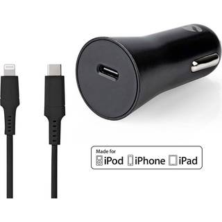 Nedis Biloplader | 20 W | 1.67 / 2.22 / 3.0 A | Antal output: 1 | Porttype: USB-C™ | Lightning 8-Pin (Loose) kabel | 1.00 m | Automatisk Valgt Spænding