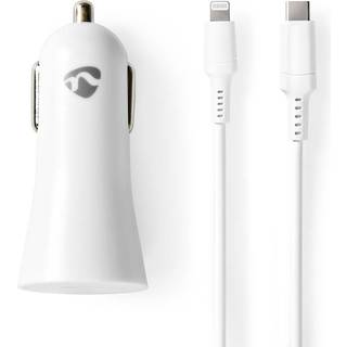 Nedis USB-C biloplader + USB-C til Lightning-kabel - År