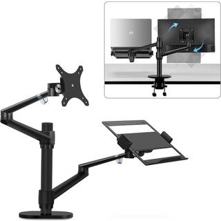 WERGON - Noah - Justerbar Dual Desktop holder - Monitor skærme Max 27 / Laptop 11-17 - Sort