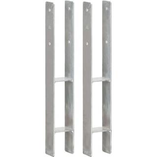 hegnspløkker 2 stk. 8x6x60 cm galvaniseret stål sølvfarvet