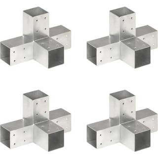 stolpebeslag X-form 4 stk. 71x71 mm galvaniseret metal
