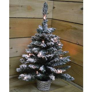 60 cm (2 ft) med indbyggede LED-lys, batteridrevet, snefnugbelagt lille juletræ – grøn