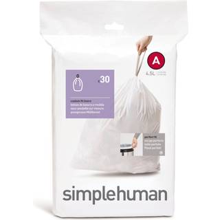Simplehuman Kode Z skræddersyede affaldsposer, pakke med 30, hvid