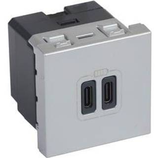 Legrand Mosaic usb lader 2xc 3.0a 2m alu