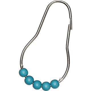 Creative Home Ideas - S?t med 12 Beaded Metal Broes Gardain Hooks Rings/Hooks til badev?relsesgardinst?nger | Bl? turkis