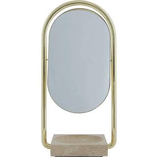 AYTM ANGUI bordspejl 17,2x35 cm Gold/Travertine