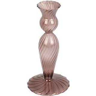 Lysestage Swirl Ø9cm glas mørk brun