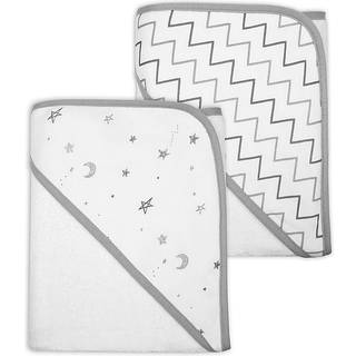 TL Care Terry 2 Pack Hooded Howles lavet med ?kologiske bomuldsgr? stjerner/gr? zigzag til drenge og piger