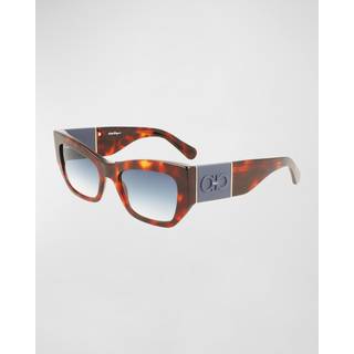 Ferragamo Kvinde SF1059S 640 Solbriller Acetat Havana/Rød Blå Firkantet Normal Skygge