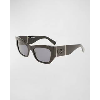 Ferragamo Kvinde SF1059S 001 Solbriller Acetat Sort Grå Firkantet Normal
