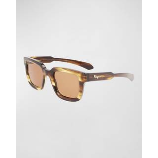 Ferragamo Mand SF1064S 319 Solbriller Acetat Brun Brun Firkantet Normal