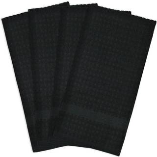 DII BASIC TERRY COLLECTION Waffle Vittowel Set 15x26 SOLID SVART 4 ??PIECE