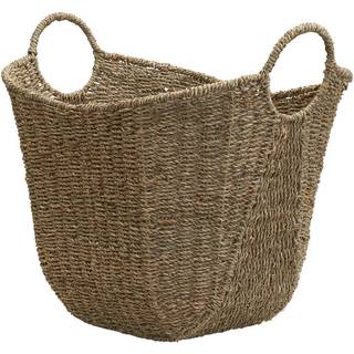 Husholdning Essentials Natural Brown Wicker Storage Basket med håndtag store havgræs