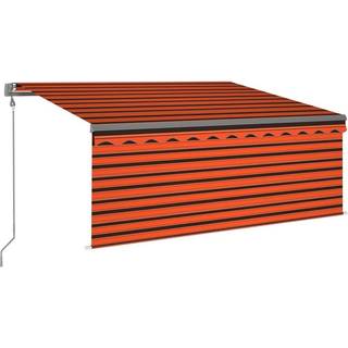 markise m. gardin 3x2,5 m automatisk betjening orange og brun
