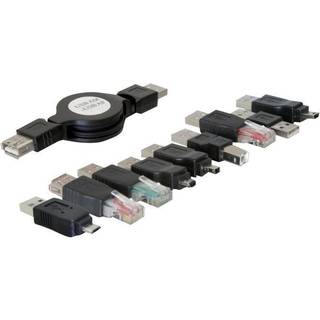 DeLOCK Kabeltaske med udtrækbar USB-kabel og adaptere, USB, Firewire,