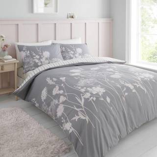 Catherine Lansfield Catherine Lansfield Pink/Grey Meadowsweet Floral Reversible Duvet Cover Set