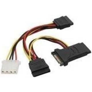 SATA strøm adapter - 2 x 15-Pin hun + 4-Pin Molex hun