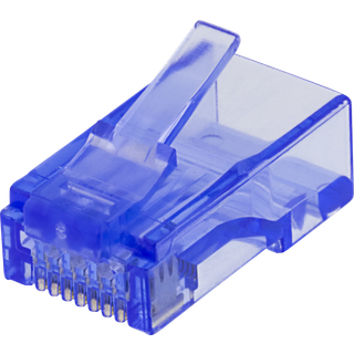 DELTACO RJ45 connector, Cat6, UTP, 20-pack, transparent, blue