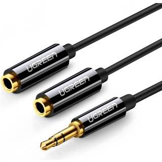 Ugreen 3,5 mm hovedtelefonsplitter ministik AUX, 25cm - Sort