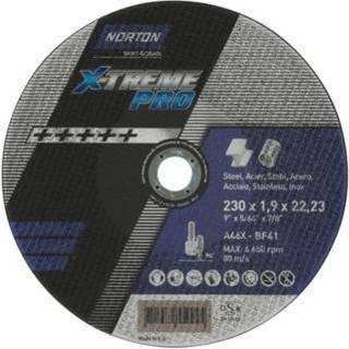 Norton Skæreskive 230x1,9x22,23mm A46X-T41 NOR-X-Treme Pro, særdeles god til stål & rustfrit stål