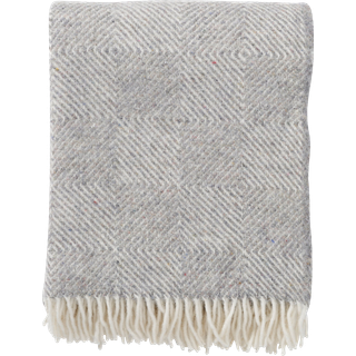 Klippan Yllefabrik Gooseye Plaid 130x200 Cm - Plaider & Tæpper Lammeuld Grå - 217701