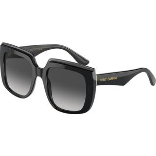 Dolce & Gabbana Kvinde DG4414 501/8G Solbriller Acetat Sort Grå Firkantet Normal Skygge
