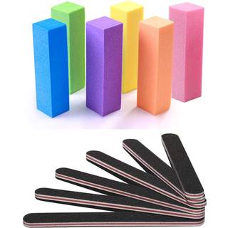 Neglefiler og buffer tsmaddts professionelle manikyrv?rkt?jer kit rektangul?r kunstpleje bufferblokv?rkt?j 100/180 korn 12stk/pa (sort)