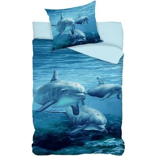 Delfin Sengetøj 140x200cm, 100 procent bomuld