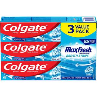 Colgate Max Fresh med Whitening Tandpasta med Mini Breath Strips Cool Mint Tandpasta til drlig nde 6,3 Oz Tube. 3 Pakke