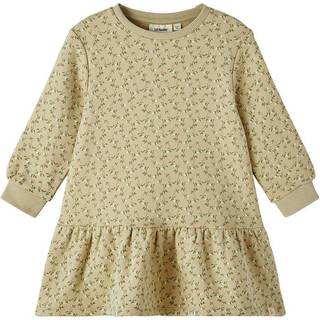 Lil Atelier Moss Gray Sweatkjole Blomster