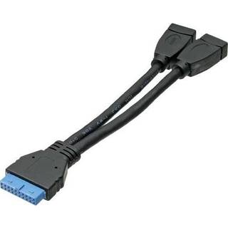 USB 3.0 adapter kabel, 2x USB A hun til mainboard - 0.15 m