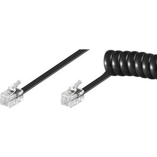Telefonkabel m/ spiralledning 2x RJ10 (4P4C) - 2m