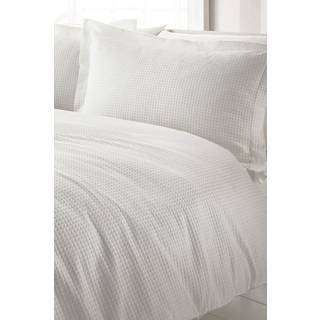 Yard Yard White Waffle Textured 100% Cotton Duvet Cover Set