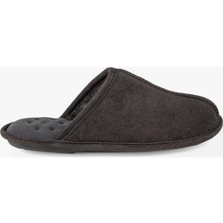 Totes Totes Grey Ladies Isotoner Real Suede Mule Faux Fur Slippers