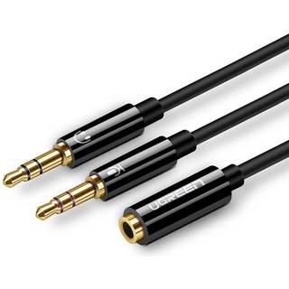 UGREEN 3,5 mm AUX hun til 2 x 3,5 mm AUX han splitterkabel, 20 cm - sort