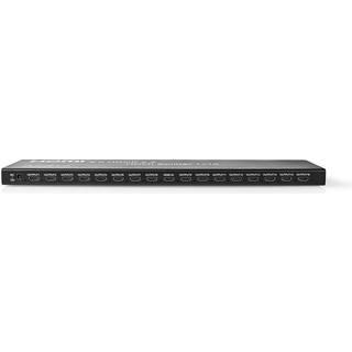 Nedis HDMI ™ Splitter | 16 port(s) | HDMI™ Input | USB-A Hun / 16x HDMI ™ -udgang | 4K@60Hz | 18 Gbps | Metal | Antracit