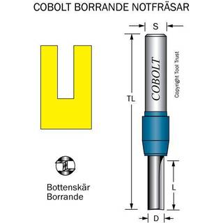 Cobolt HM-notfræser 5 mm, borende og massiv