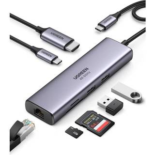 UGREEN Usb-C Multifunction Adapter With Ethernet Interface USB hub - 7 ports - Sølv