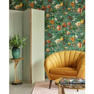 Flowers and Parrots - Green