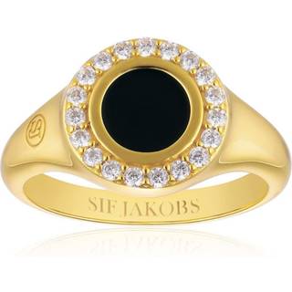 Sif Jakobs Follina Nero Piccolo forgyldt ring med cubic zirkonia og sort emalje