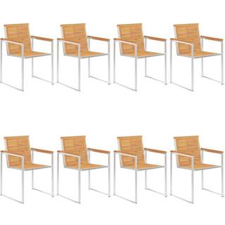 havestole 8 stk. massivt teaktræ og rustfrit stål