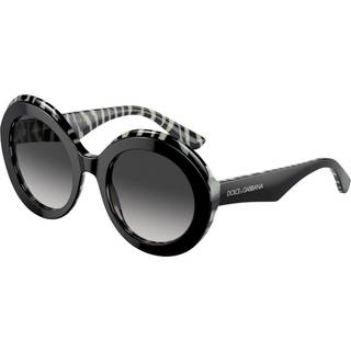 Dolce & Gabbana Kvinde DG4418 33728G Solbriller Plast Sort/hvid Grå Rund Normal Skygge