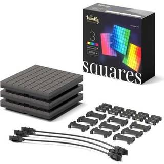 Twinkly RGB-firkanter sort, IP20, 3-delt forlængelse