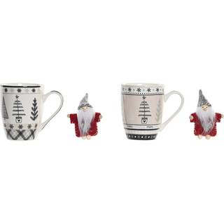 Krus DKD Home Decor Pink Sort Bone China Porcelæn (360 ml) (2 enheder)