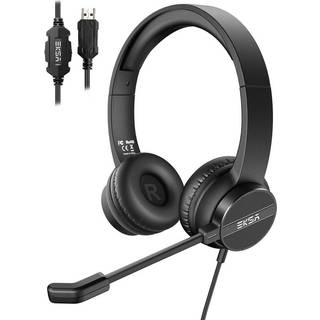 EKSA H12E - Headset med Justerbar mikrofon - USB tilslutning - Sort