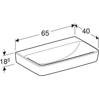 Geberit Renova Compact håndvask: B=65cm, T=40cm, Hanehul=Uden, Overløb=Uden, Hvid / KeraTect