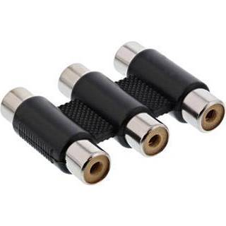 3x Phono forlænger adapter, nikkel belagt (3x Phono RCA hun - hun) | PRIS-MATCH