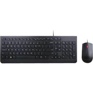 Lenovo Essential Wired Combo - keyboard and mouse set - English - Belgium - Tastatur - Belgien engelsk - Sort