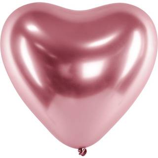50 stk. Chrome hjerteballoner rose guld 12" - Skinnende festpynt til bryllup &amp; konfirmation
