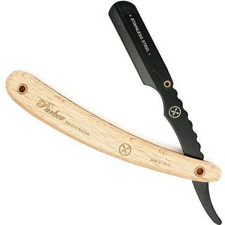 Parker Shaving SRPBA - Light Wood Handle Clip Type Black Blade Holder Barber/Straight Razor